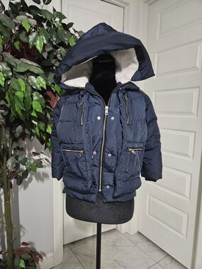 Orolay Navy Sherpa-Lined Kids Puffer Jacket with Hood